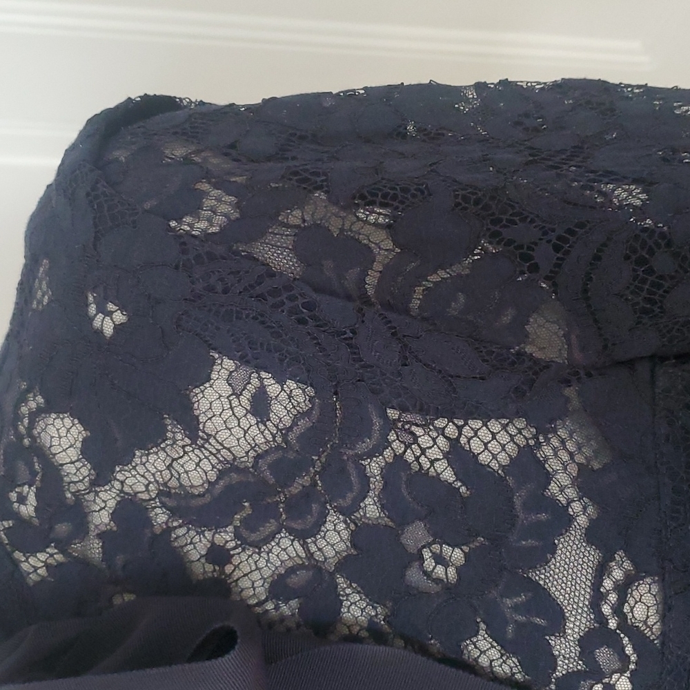 ESCADA Navy Blue Lace Grosgrain Bow Jacket - Picture 8 of 8